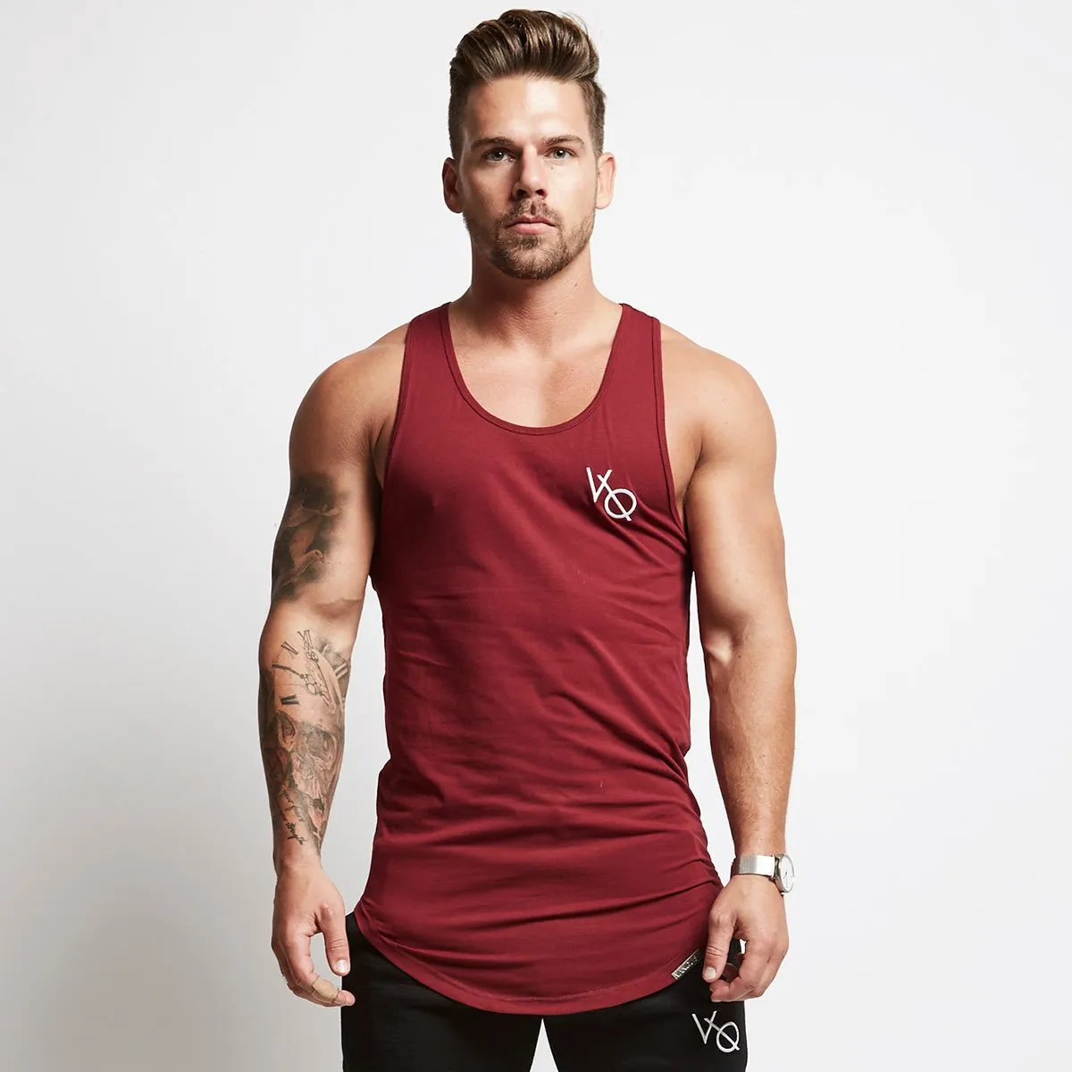 Vanquish Essential Burgundy Longline Tank Vest