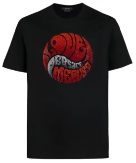 Versace T-Shirt Tessuto Jersey Cotone Con Ricamo Hotfix Versace Medusa