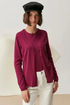 Wine Silk and Cashmere Aleyna Women's Cardigan