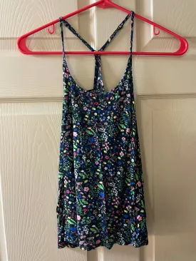 Womens Small Sz 2 DIVIDED by H&M Black Floral Razorback Tank Crop Top